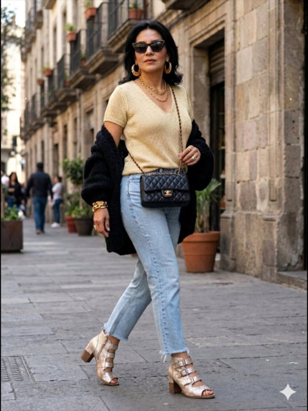 AS-NEW Unity.In.Diversity mottled silver/gold leather open gladiator booties - Picture 8 of 8